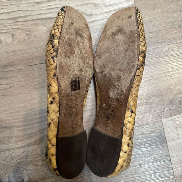 TORY BURCH Ballet Flats Size 6.5 Leather Georgia Snakeskin Animal Print - Picture 11 of 12